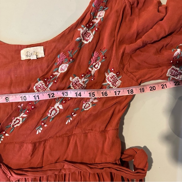 Rahi Cali Burnt Orange Floral Embroidered Wrap Maxi Dress, Medium - Picture 10 of 11